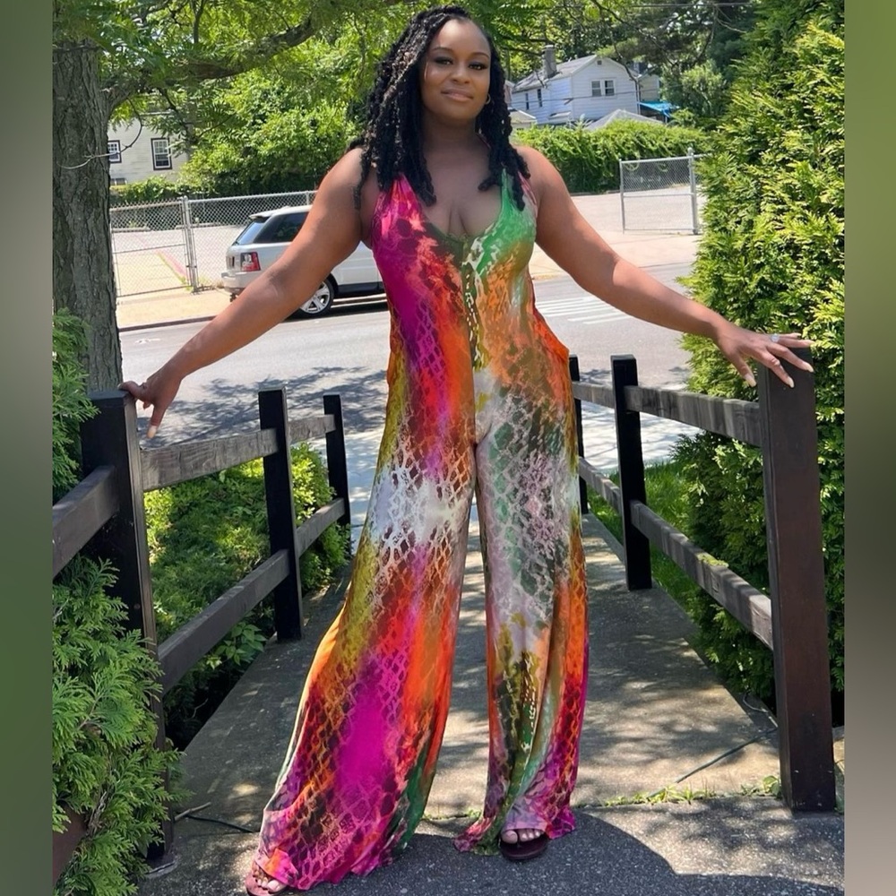 Multi color halter jumpsuit